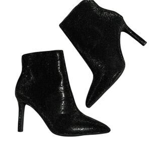 Gianni Bini Anina Black Sparkly Glitter Party Boots 10 Stiletto Heel